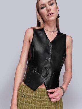 NWT Debbie Harry X Wildfang Vegan Leather Vest Size M